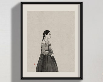 korean palace, hanbok, Korean Art, Korean painting, Asian Art, Asian art print, Asian art poster, Korean art print, Korean traditional,Korea