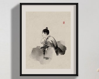 K-Drama, korean couple, korean palace, hanbok, Korean Art, Korean painting, Asian Art, Korean art print, Korean traditional, korean palace