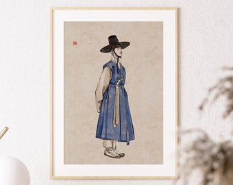 Palácio coreano, hanbok, arte coreana, pintura coreana, erudito coreano, hanbok masculino coreano, Ásia, gravura de arte coreana, tradição coreana, Coreia