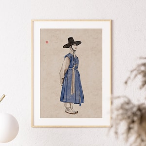 korean palace, hanbok, Korean Art, Korean painting, korean scholar, Korean men's hanbok, Asia, Korean art print, Korean traditional,Korea