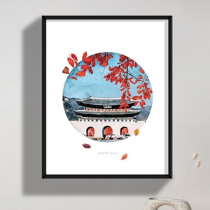 Korea Poster, korean painting, Korea Travel, Seoul, watercolor Travel Poster or Canvas Pictures, Travel wall art, Korean souvenir, Seoul