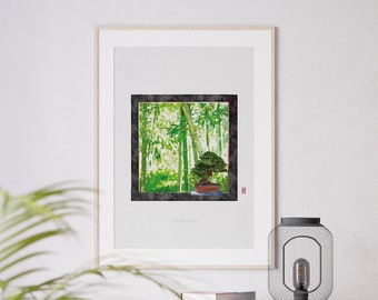 Bamboo, Korean garden, Korean painting, Korean poster, Seoul, Korean wall art, Korean souvenir, Korea, Asian wall art, Korean wall decor