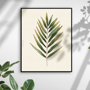 Oriental palm tree leaf painting, botanical, Korean painting, oriental painting, oriental style, Housewarming gifts, Korean poster