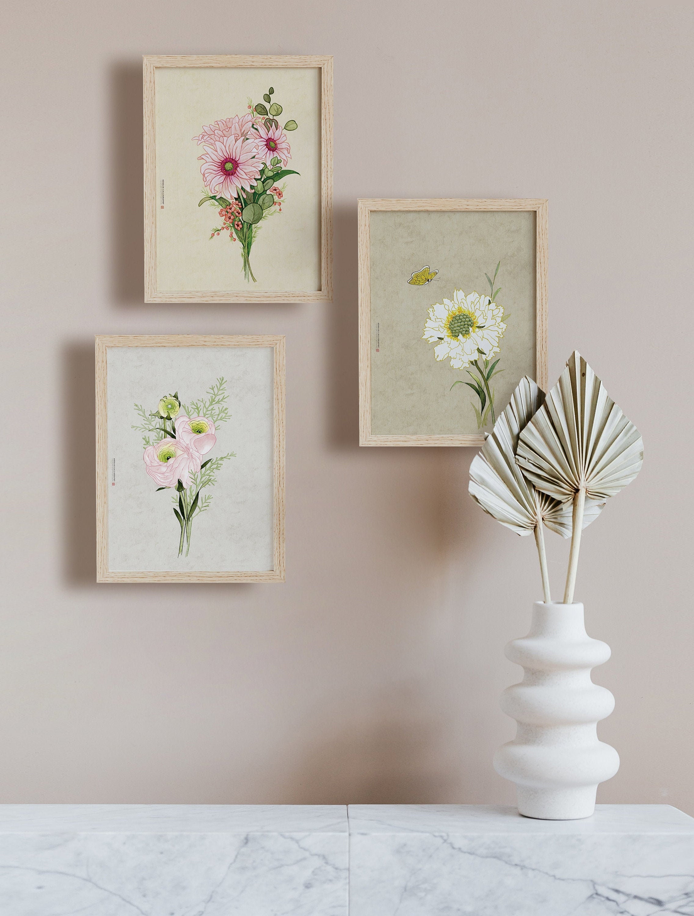 Set of 3 prints Korean painting prints Korean wall decor Etsy