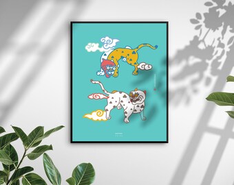 Tiger, Korean painting, Tiger painting, birthday gifts, Unique Gift, Definition Print, Tiger Illustration, Oriental Design, Korea