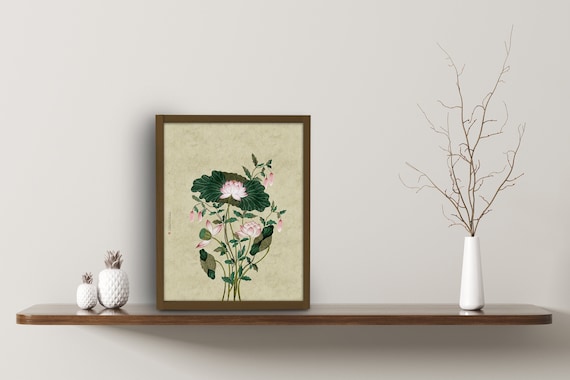 Korean painting, Lotus painting, Korean Art, Korean Wall Art, Asia Art, Korean Wall Decor, Lotus poster, Housewarming gift, Korean Decor