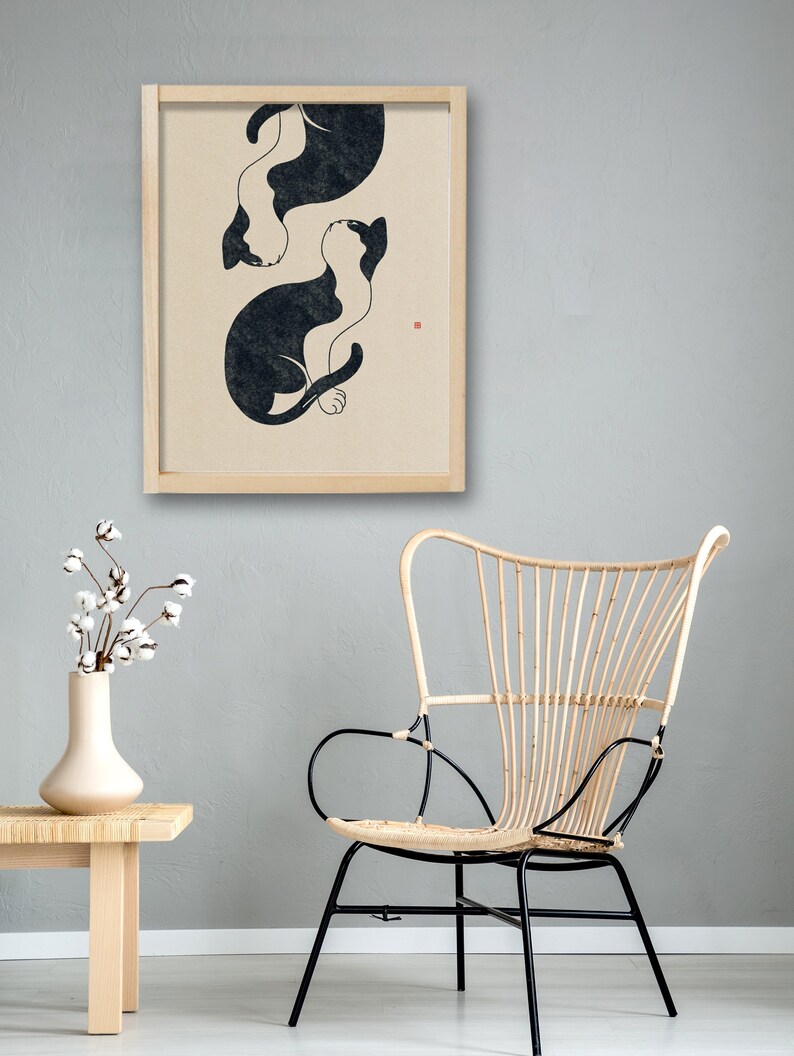 Korean Paintings Cat Wall Decor Cat Cat Paintings Cat Etsy