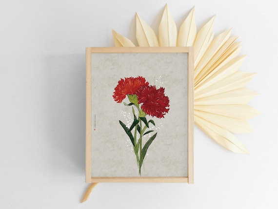 Korean painting, Carnation painting, Korean Art, Korean Wall Art, Asia Art, Korean Wall Decor, Carnation poster,Asia painting, Botanical art