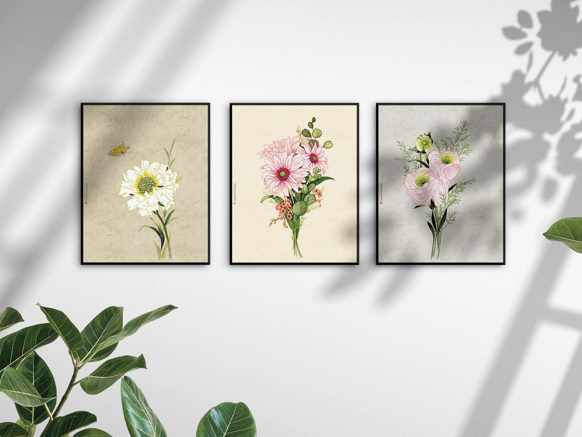 Set of 3 prints Korean painting prints Korean wall decor Etsy