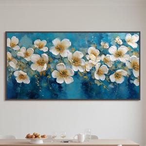 Original Abstract White Blossom Painting on Canvas, Vibrant 3D Textured Floral Wall Art, Modern Home Art, Flower Painting, Living Room Decor