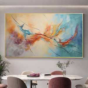 Original Framed Colorful Oil Painting On Canvas, Large Wall Art, Abstract Flowers Painting, Custom Painting, Living room Wall Art Home Decor