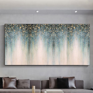 Original Gold Foil Oil Painting on Canvas Large Wall Art Abstract Golden Acrylic Painting Custom Painting Living room Wall Decor Home Decor