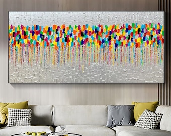Original Oil Painting On Canvas, Abstract Colorful Textured Palette Art, Large Wall Art, Living room Wall Art, Home Decor, Boho Wall Decor