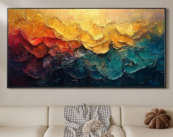 Textured Oil Painting On Canvas, Colorful Abstract Wall Art