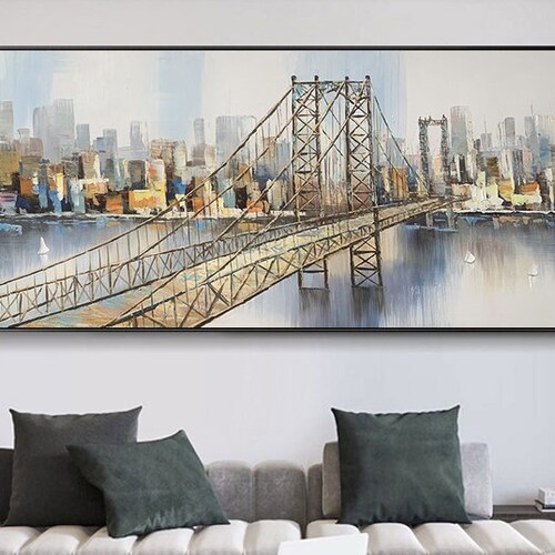 Large New York City Landscape Painting Large Urban Art Etsy