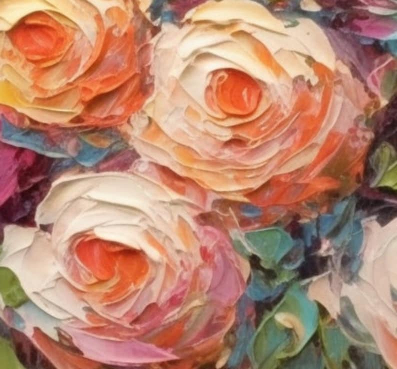 Original Abstract Roses Oil Painting on Canva Flowers Etsy