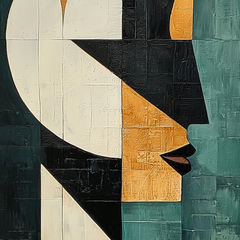 Geometric Abstract Face Oil Painting, Bold Colors Canvas Wall Art - Etsy