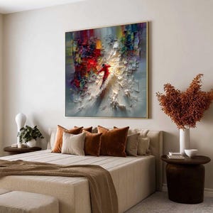 Textured Skiing Painting Impasto Wall Art, Abstract Skier Oil Painting, Large Colorful Art, Dynamic Winter Sports Decor, Modern Home Artwork