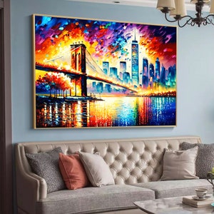 Original Cityscape Oil Painting on Canvas Large Abstract - Etsy