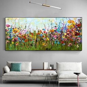 Original painting,Large wall art,Boho wall décor,Flower painting, Color oil painting, Home decor, Modern art, Abstract art,Bedroom decor