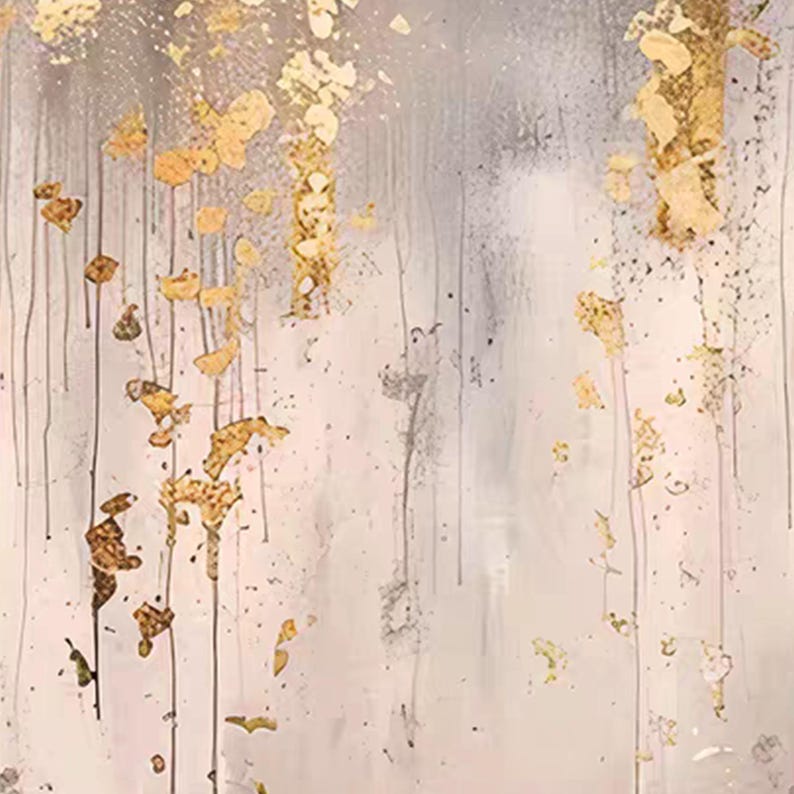 Oversized Gold Leaf Abstract Painting, Textured Grey Wall Art ...