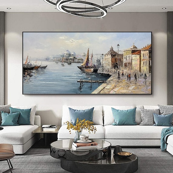 PANORAMIC WALL ART - Bridge Photography - River Landscape Abstract Extra Large Artwork - Living Room Decor