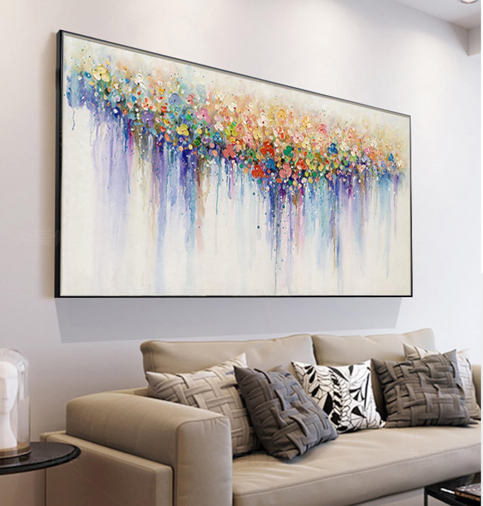 Colorful Flower Wall Art Flowers Painting on Canvas Origanal Etsy