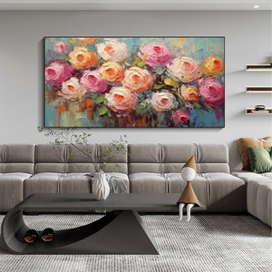 Original Abstract Roses Oil Painting on Canva Flowers - Etsy