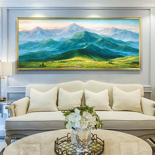 Sage Green Wall Art Original Large Green Landscape Painting Etsy