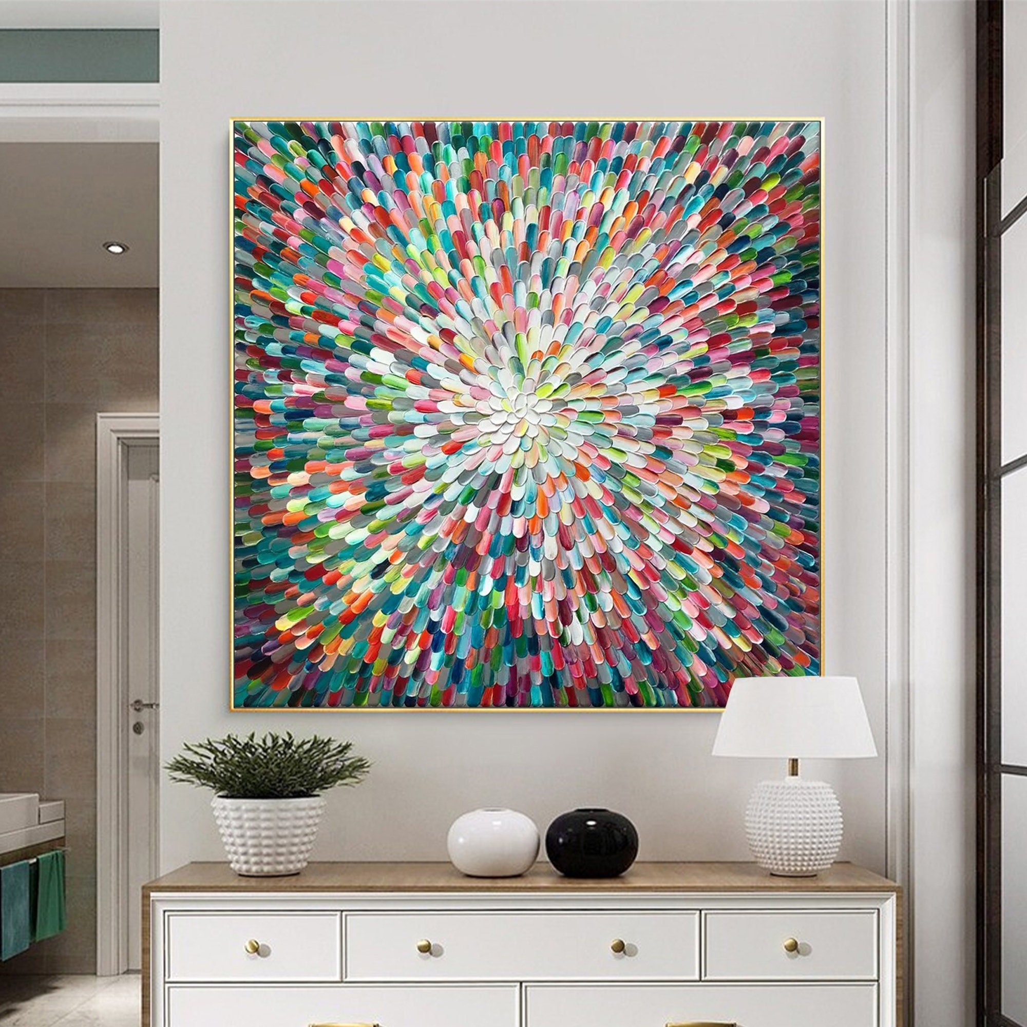 Original Abstract Painting, Large Wall Etsy Art Wall Hand Handmade Home Flower Decor, Canvas, Office - Decor, Painted on Wall Art,colorful Painting
