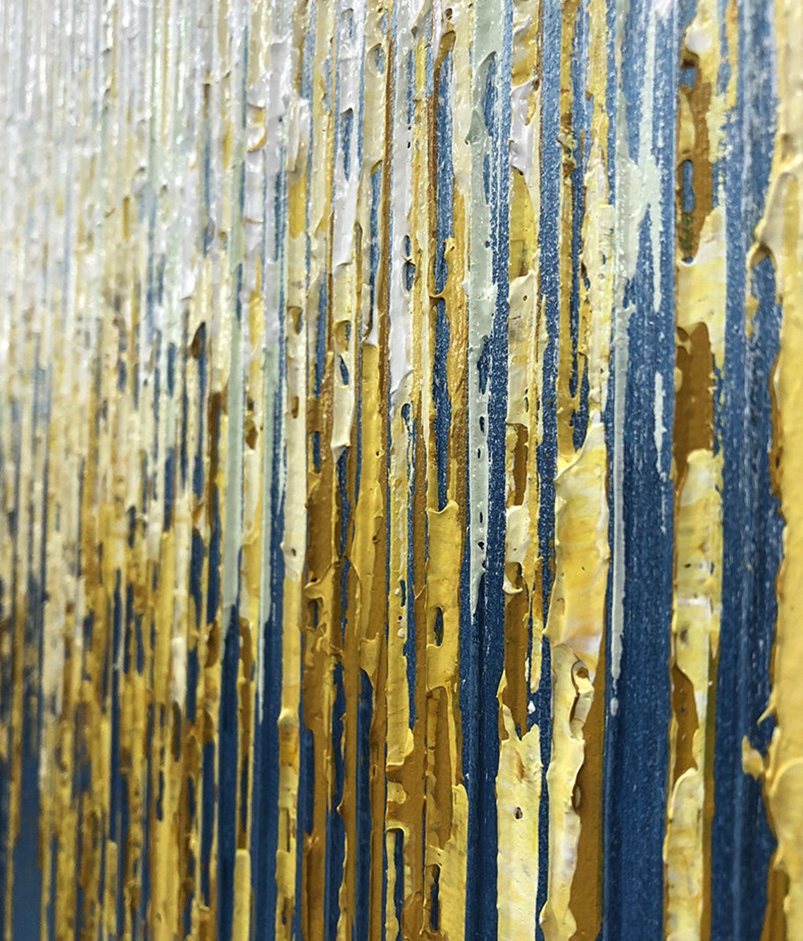 Gold Foil Oil Painting on Canvas Abstract Blud & Golden Etsy