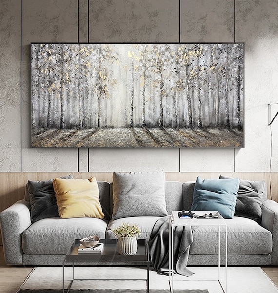 Large Original Oil Painting on Canvas,abstract Art,forest,trees