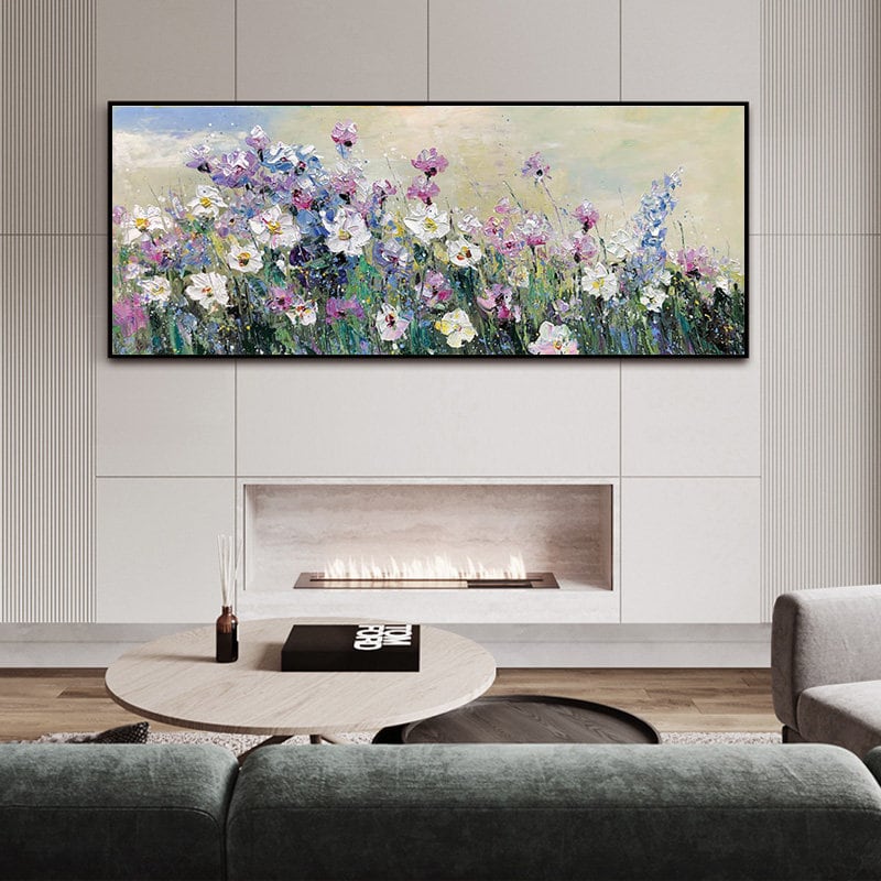 Oil Painting Flowers on Canvas Large Abstract Painting Pink - Etsy