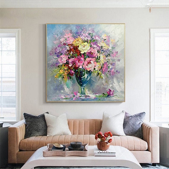 Oil Painting on Canvas Abstract Colorful Flower Painting - Etsy