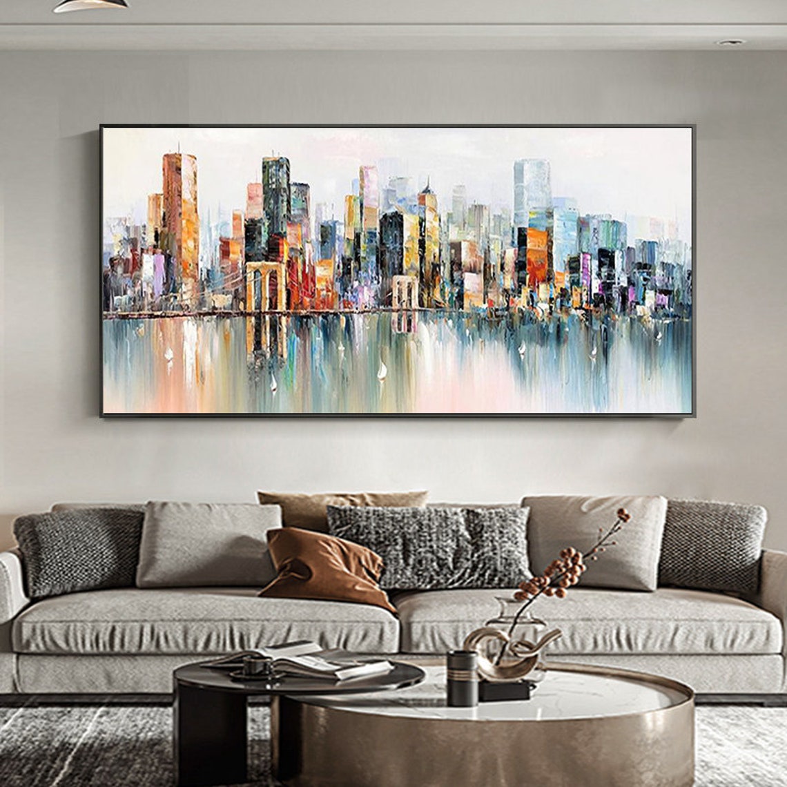 Abstract Cityscape Oil Painting Large Original Colorful Urban | Etsy