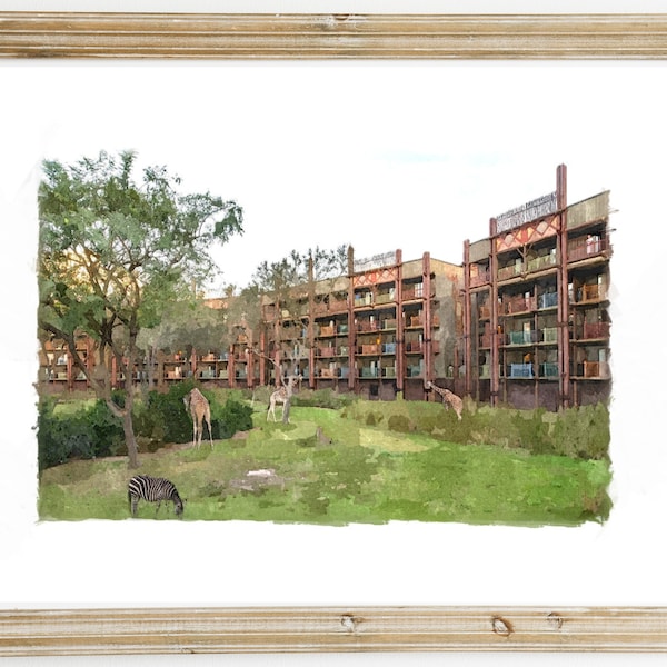 Animal Kingdom Lodge A4 Watercolour print