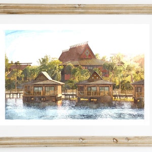 Polynesian Village Resort Watercolour Print