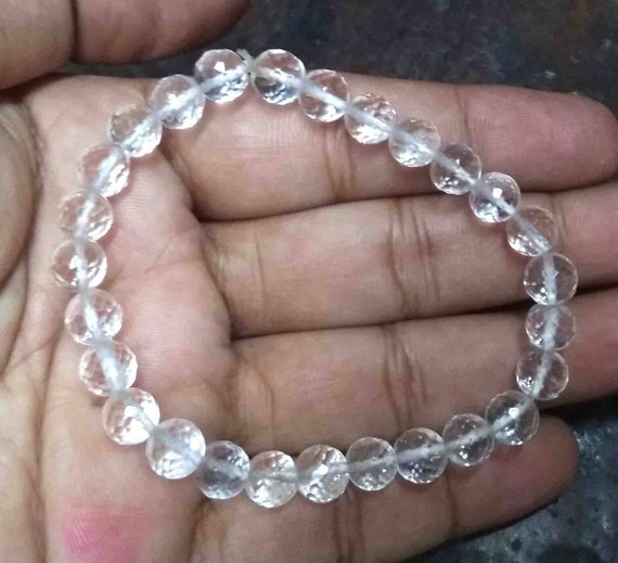 Arihant Gems & Jewels Diamond Cutting Sphatik Bracelet | Natural & Cer