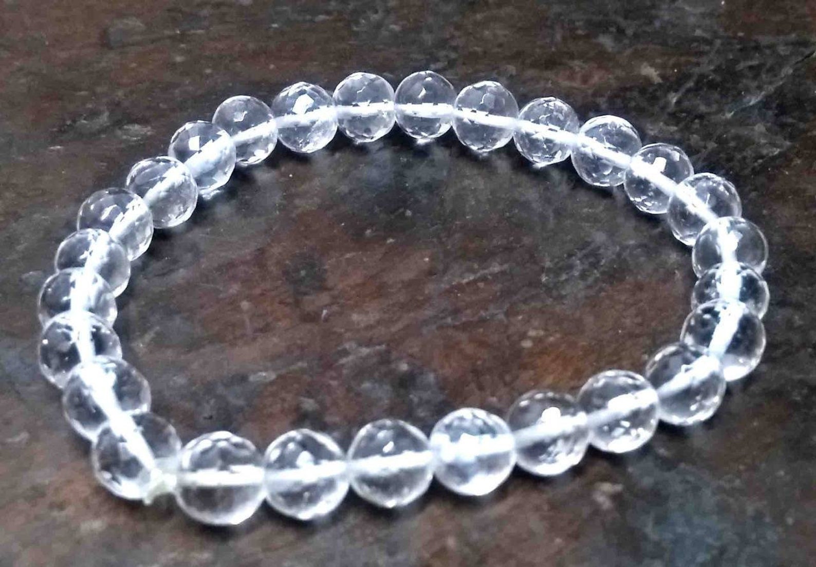 Sphatik Bracelet Diamond Cut Natural Crystal Bracelet Elastic - Etsy UK