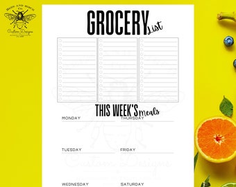 Grocery list, Digital grocery list, fun grocery list, printable grocery list, printable, digital download, printable digital download