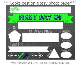 Back TO School Printable | First Day Of School Stats Sign | First Day Of School Re-Usable Sign | Back to School | Home school | Pre School