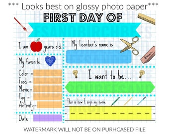 Back TO School Printable | First Day Of School Stats Sign | First Day Of School Re-Usable Sign | Back to School | Home school | Pre School