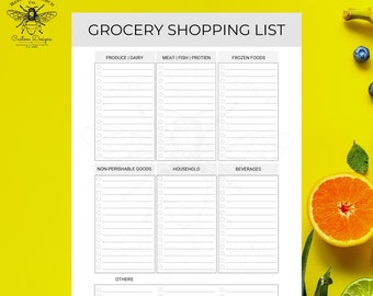 Grocery list, Digital grocery list, minimal grocery list, printable grocery list, printable, digital file, printable digital download