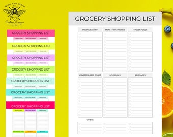 Grocery list, Digital grocery list, fun grocery list, printable grocery list, printable, digital file, printable digital download