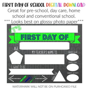 Back TO School Printable | First Day Of School Stats Sign | First Day Of School Re-Usable Sign | Back to School | Home school | Pre School