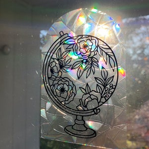 Floral globe suncatcher | Prism suncatcher | rainbow maker | rental decor | window cling | Suncatcher | Rainbow suncatcher | Globe