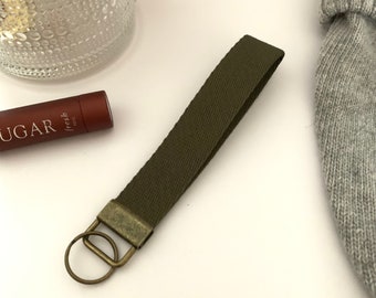 Keychain/ Key Fob/ Lanyard/ thick strong wristlet / thick cotton webbing/ boyfriend gift/ Husband gift/ heavy duty