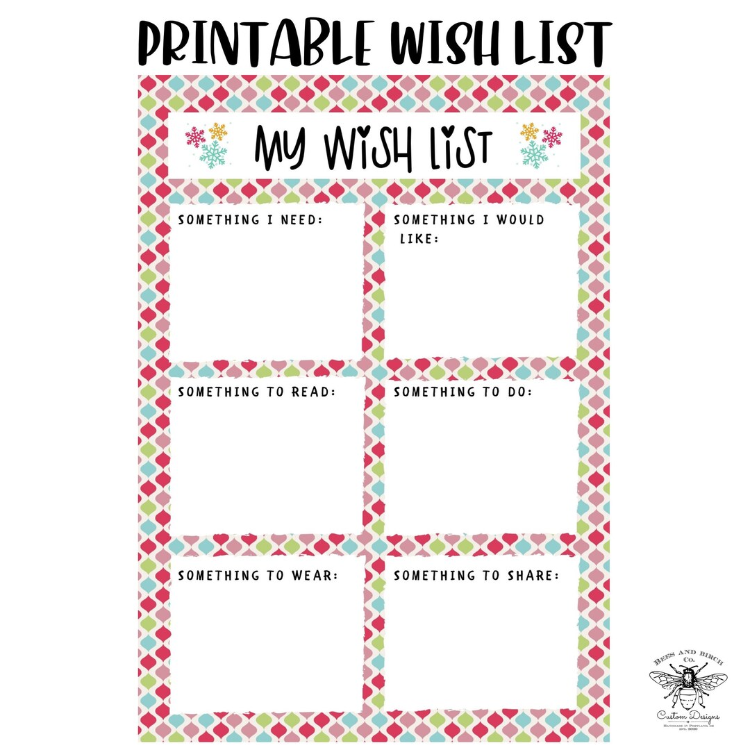 Hanukkah Wish Lists Pdf Printables