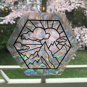 Landscape suncatcher | Prism suncatcher | rainbow maker | rental decor | window cling | Suncatcher | Rainbow suncatcher | Mountain