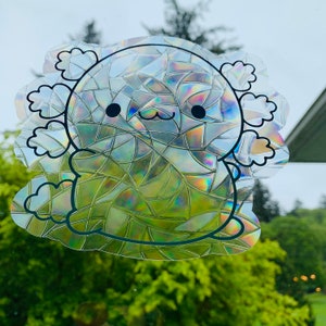 Kawaii Axolotl suncatcher | Prism suncatcher | rainbow maker | Axolotl | window cling | Suncatcher | Rainbow suncatcher